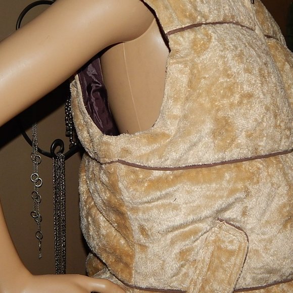 Krya.k Women's M Equestrian Tan Down Filled Fleece Puffer Vest Jacket Kyra K - Picture 4 of 9